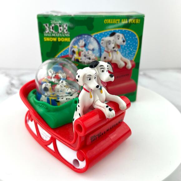 McDonalds Disney 101 Dalmatians Snow Dome Dog Sledding Collectible Figurine 1996 - Picture 11 of 16